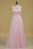 Bridesmaid Dresses Scoop Open Back Tulle With Embroidery And Beads