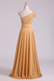 One Shoulder Prom Dresses A Line Floor Length Chiffon Beaded New