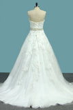 New Arrival A Line Sweetheart Tulle Wedding Dresses With Applique And