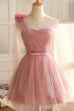 New Arrival One Shulder Bridesmaid Dresses A Line Tulle With