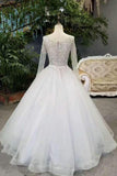 New Arrival Bling Bling Wedding Dresses A-Line Floor Length Zipper Up Long Sleeves With Beaded