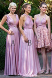 Charming Lilac A-Line V-Neck Floor-Length Convertible Bridesmaid Dresses, Prom Dresses STA15102