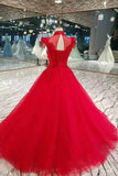 Gorgeous Red Wedding Dress Special Price High Neck Floor Length Lace