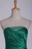 New Arrival Bridesmaid Dresses Strapless A Line Satin With Beads And Ruffles Floor