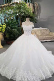 Hot Selling Wedding Dresses Lace Up With Appliques And Sequins And Bow Knot Off The