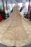 Luxury Wedding Dresses Ball Gown Off-The-Shoulder Royal Train Lace Short