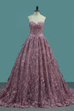 New Arrival Sweetheart A Line Lace Prom Dresses Sweep