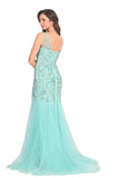 New Arrival V Neck Tulle With Applique And Beads Mermaid Prom