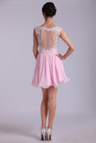 Straps A-Line/Princess Homecoming Dresses Chiffon With