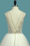 New Arrival A Line Tulle Scoop Beaded Bodice Wedding