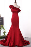 New Arrival Satin One Shoulder Mermaid Sweep Train Evening