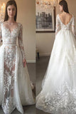 New Arrival Scoop Neck Wedding Dresses See Through Tulle With Applique & Beading Detachable Skirt Long