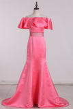 New Arrival Evening Dresses Boat Neck Satin