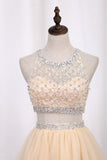 Homecoming Dresses Scoop A-Line Beaded Bodice Tulle