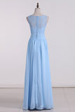 A Line V Neck Chiffon & Lace Bridesmaid Dresses Floor