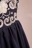 Beaded Bodice Prom Dresses A Line Chiffon Floor Length