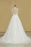 New Arrival Scoop With Applique Organza Wedding Dresses A