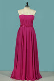 A Line Strapless Bridesmaid Dresses Chiffon