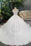 Hot Selling Wedding Dresses Lace Up With Appliques And Sequins And Bow Knot Off The