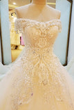 New Arrival Off The Shoulder A-Line Wedding Dresses Lace Up With Appliques And