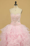 Ball Gown Sweetheart Organza Quinceanera Dresses Court Train Detachable