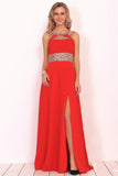 New Arrival Scoop Prom Dresses A Line Chiffon With Beads