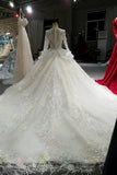 New Arrival Long Sleeves Wedding Dresses Scoop Neck Tulle Zipper Up With