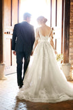 New Arrival V Neck Long Sleeves Tulle With Applique Wedding Dresses A