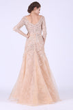 New Arrival Prom Dresses V Neck 3/4 Length Sleeves Organza With