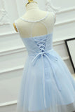 Homecoming Dresses Scoop Tulle With Applique And Sash A