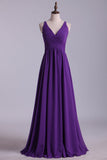 Prom Dresses A Line V Neck Floor Length Chiffon New