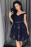 Homecoming Dresses A-Line Off-The-Shoulder Black