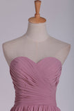 A Line Sweetheart Bridesmaid Dress Floor Length Chiffon With Ruffles