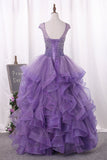 Ball Gown Scoop Beaded Bodice Tulle Quinceanera Dresses Floor