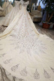 Ball Gown Wedding Dresses Royal Train Bateau Top Quality