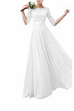 Lace Splice Chiffon Half Sleeve Floor Length Formal Bridesmaid