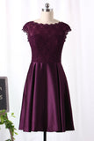 Off The Shoulder Bridesmaid Dresses A-Line Above Knee-Length Lace &