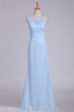 Bridesmaid Dresses Scoop Chiffon & Lace Floor Length Zipper Up