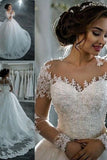 New Arrival Long Sleeves Tulle Wedding Dresses Scoop Neck With