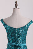 New Arrival Mermaid Bateau Sequins Sweep Train Prom