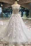 New Arrival Prom Dresses Beaded Bodice A-Line Tulle Lace