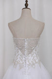 A Line Sweetheart Beaded Bodice Wedding Dresses Organza Court