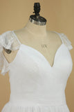 New Arrival V Neck Wedding Dresses Ruffled Bodice A Line Tulle & Lace Open