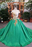 Awesome Satin Wedding Dresses Lace Up With Appliques And Sequins Cheap