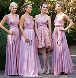 Charming Lilac A-Line V-Neck Floor-Length Convertible Bridesmaid Dresses, Prom Dresses STA15102