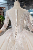 Ball Gown Lace Up Back Cathedral Train Wedding Dress