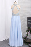 New Arrival Prom Dresses Scoop Chiffon With Beading Open