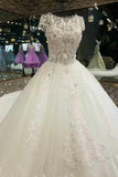 Luxury Wedding Dresses A Line With Beading Royal Train Scoop