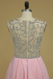 Homecoming Dresses Scoop Beaded Bodice Short/Mini Chiffon A Line