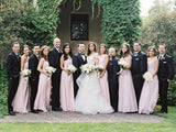 Simple Pink Mismatched A-Line Bridesmaid Dresses, Elegant Chiffon Bridesmaid Dress STA15397